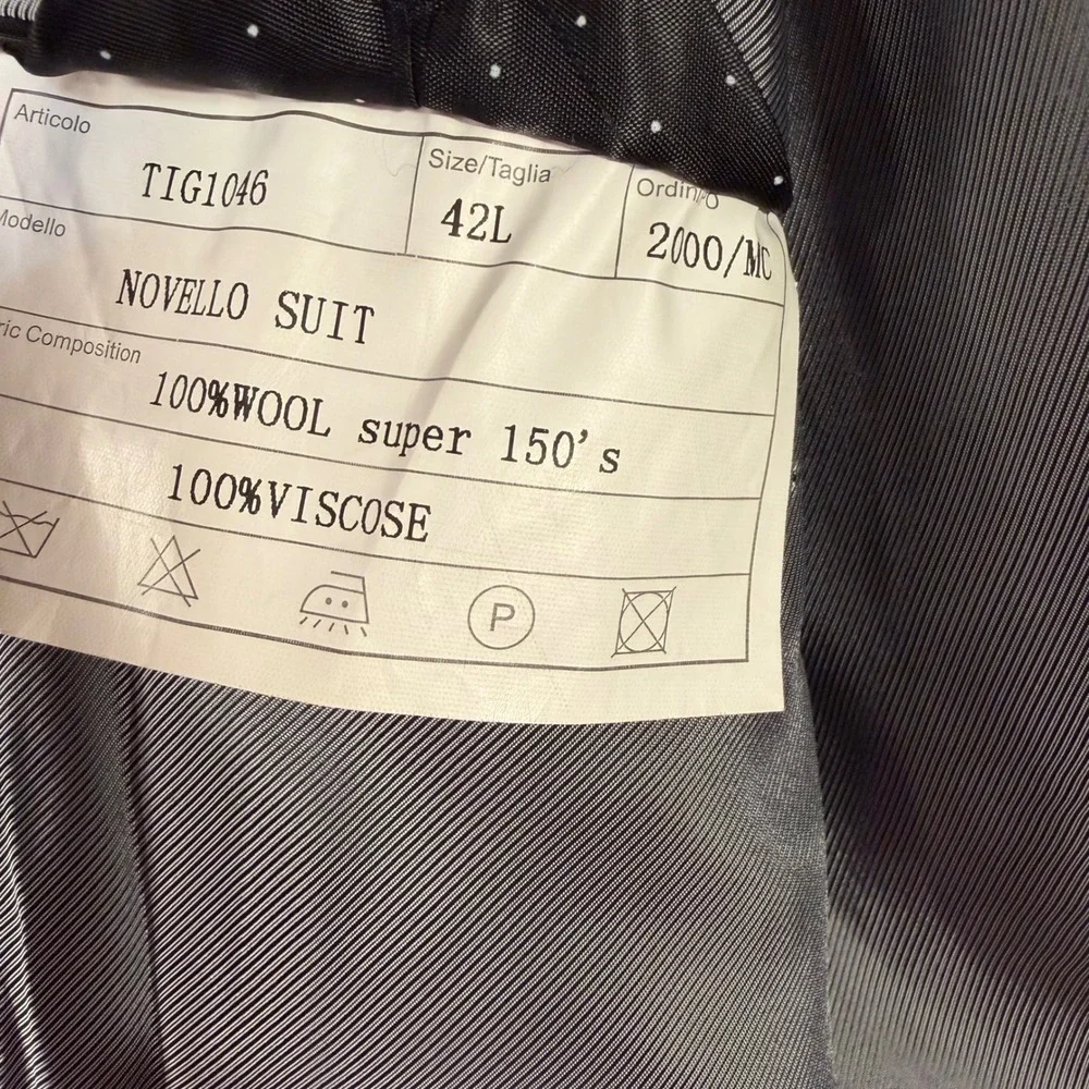 Tiglio‎ Luxe Blazer 42L Super 150s Wool Italy Black  Pinstripe Mens Sport Jacket